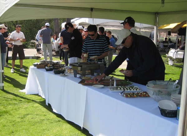 buffet table at an outdoor event